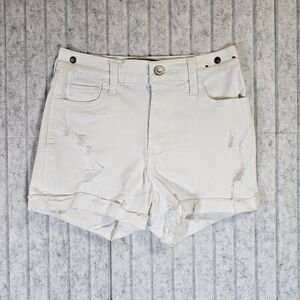Hollister High Rise White Distressed Denim Shorts • Size 0